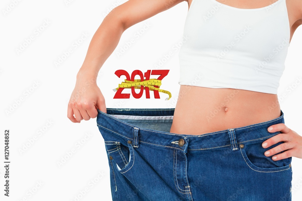 Poster composite image of digitally generated image of new year with ta