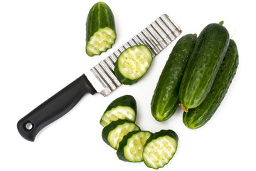 Fresh Green Cucumbers Isolated on White Background