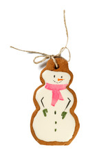 Traditional Iced Gingerbread Christmas Cookies Snowmen Isolated