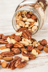 Mix of different nuts closeup photo