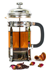 Glass teapot with tea press