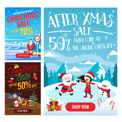 Christmas Sale Banner Set, Suitable For Call To Action Button, Advertisement, E-newsletter, Web Banners, Posters and Social Media Promotions