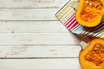 Cut pumpkin on a table