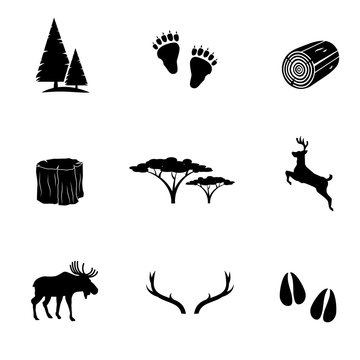 Forest vector icon set.