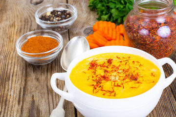 Vegetable Cream Soup with Saffron Diet Food