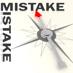 Compass with mistake word isolated
