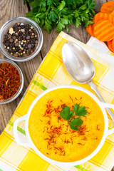 Vegetable Cream Soup with Saffron Diet Food