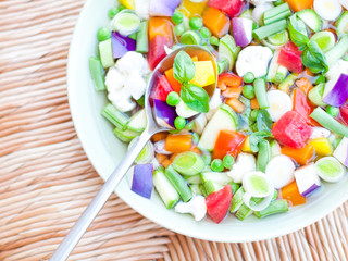 Cut vegetables in plate