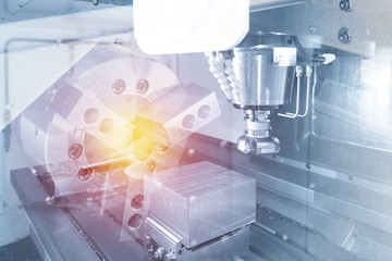 Abstract scene of the face milling tool on CNC machine