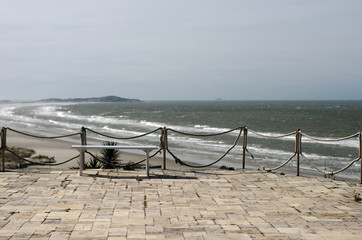 Seascape with a bank in the foreground