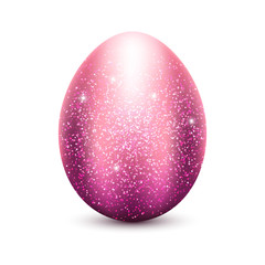 Shiny pink glitter egg icon. Vector metal red egg illustration for your design.