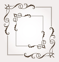 Set of two floral frames and page decoration. Vector illustration