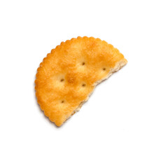 Dry cracker cookies isolated on white background cutout, top view, concept of food