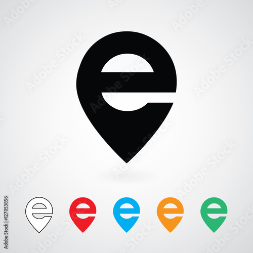 "e logo konum ikonu" Imágenes de archivo y vectores libres de derechos