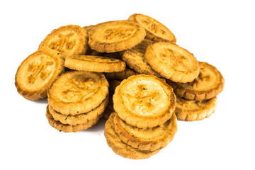 Round Shortbread Biscuits on a White