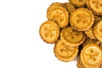 Round Shortbread Biscuits on a White
