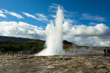 Eruption of Strokkur Geyser in Iceland