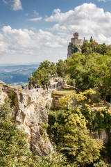 Fototapeta na wymiar Sunny view of Castle of San Marino.