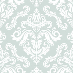 Seamless classic vector light blue and white pattern. Traditional orient ornament