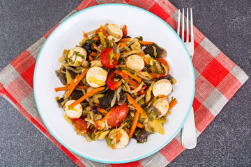 Vegetables in Chinese with Sausages