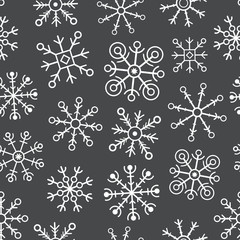 Hand drawn seamless snowflake geometry pattern. background vecto