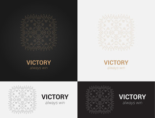 Vector design templates in black, grey and golden colors. Creative mandala logo, icon, emblem, symbol. For business, invitation, wedding, banner , flyer or greeting cards.