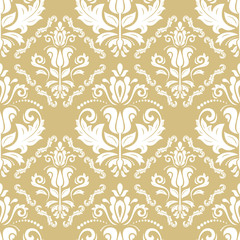 Seamless classic vector golden and white pattern. Traditional orient ornament