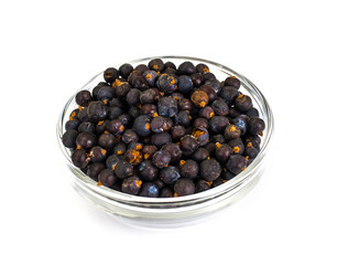 Juniper in a Glass Bowl on a White