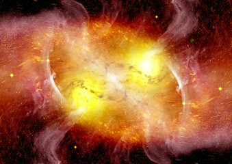 Stars, dust and gas nebula in a far galaxy