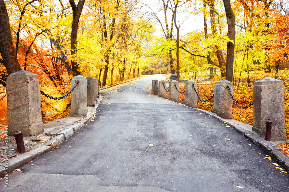 Canvas Prints winding road with columns in the park