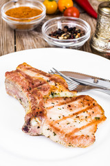 Loin Roast in a White Plate