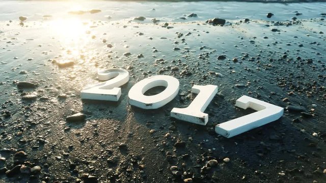 New year 2017 on the beach - 4K