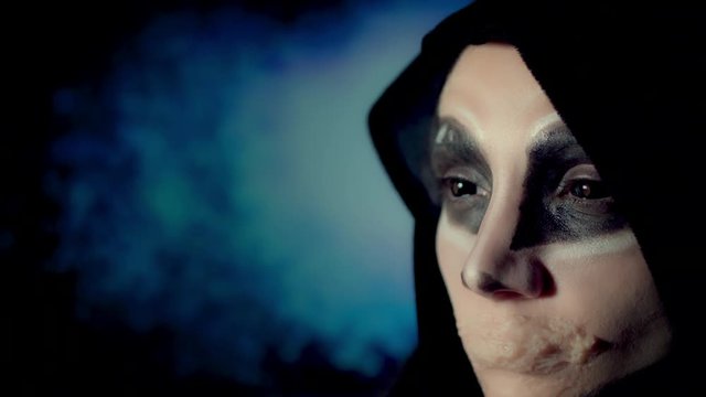 4k Halloween and Horror Woman Alien Watching Galaxy