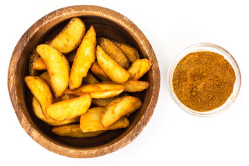 Potato Wedges, Potatoes in a Rural with Tomato Ketchup