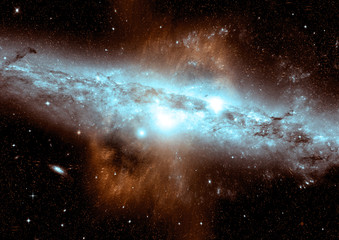 Stars, dust and gas nebula in a far galaxy