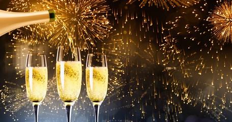 Composite image of champagne pouring