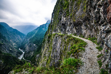 View of Taroko Gorge and Hiking Trail of Jhuilu Old Trail in Taroko National Park Hualien, Taiwan