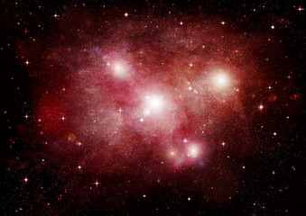 Stars, dust and gas nebula in a far galaxy