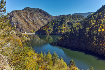 Autumn Panorama of Teshel  Reservoir, Smolyan Region, Bulgaria