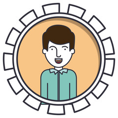 Man cartoon inside circle icon. Male avatar person human and people theme. Isolated design. Vector illustration