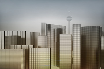 View of a big city, 3d illustration