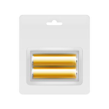 Golden Yellow Glossy Alkaline AA Batteries in Transparent Blister Packed