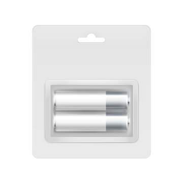 White Gray Silver Alkaline AA Batteries in Blister for branding