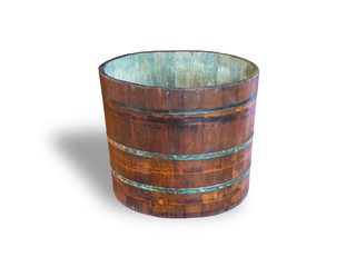 Old wooden barrels isolated on white background,with clipping path