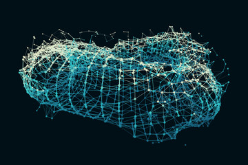 Destroyed torus. Wireframe torus with crumbling parts.