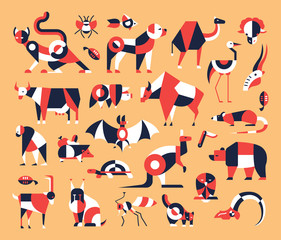 Fototapeta premium Animals - flat design icons set