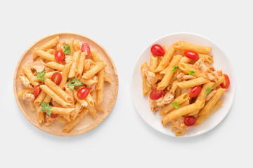 Mockup Penne pasta isolated on white background. Clipping Path