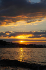 Obraz premium Sonnenuntergang bei Chersonissos, Kreta/Griechenland