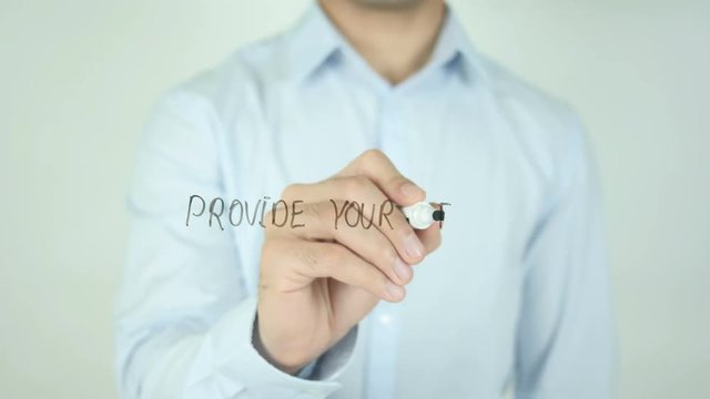Provide Your Feedback, Man Writing on Screen