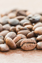 Heap of roasted brown coffee bean